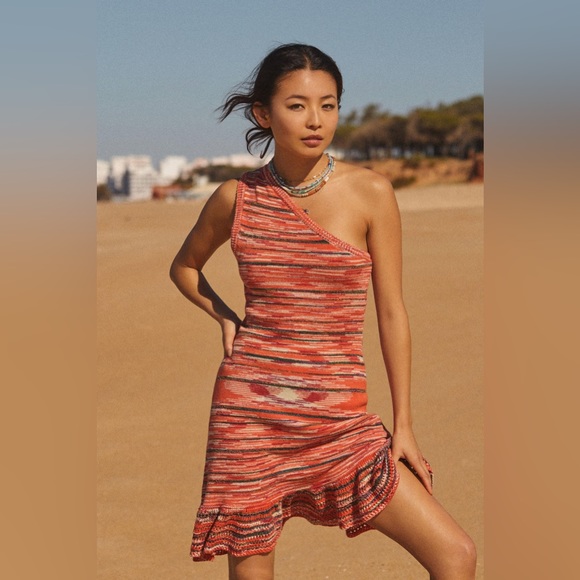 ✨ Anthropologie One-Shoulder Slim Flounce Sweater Dress Sz XS - Picture 3 of 6